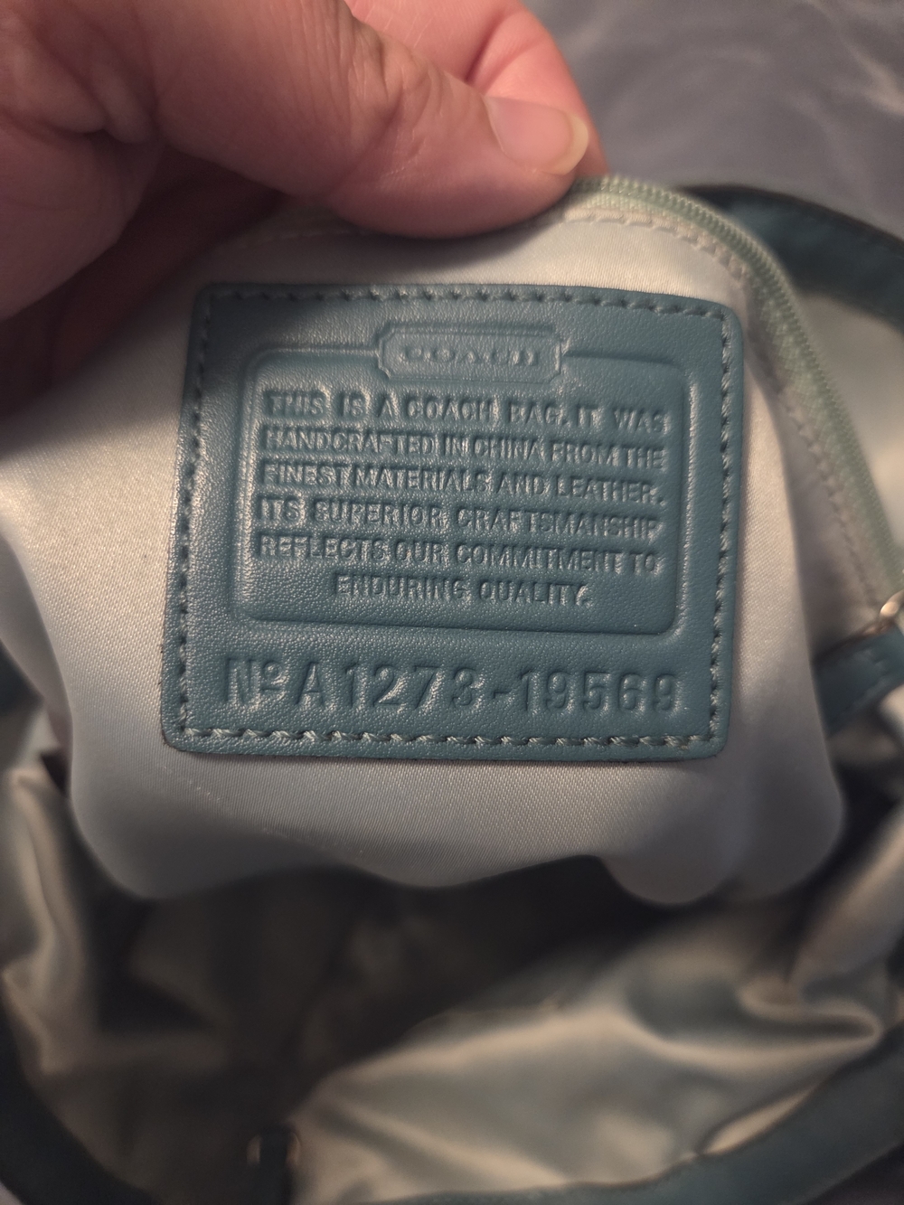 Coach Audrey Andie Sinched Tote Teal Patten Leather Accent Women’s Bag - Teal